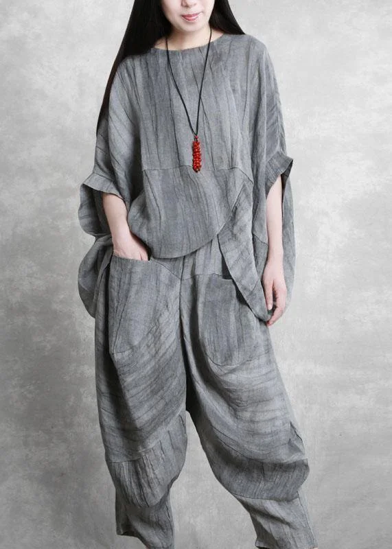 Get the Best for Less!Get the Best for Less!Original gray suit loose irregular top harem pants Zen two-piece autumn