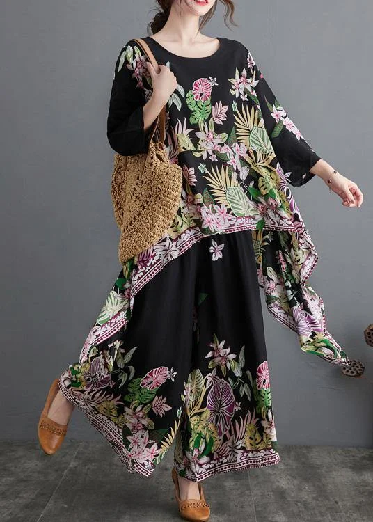 Shop Early, Save Big!Shop Early, Save Big!Black Print Suit Spring Large Women's Top Casual Wide Legged Pants Two pieces Shop Early, Save Big!Shop Early, Save Big!Black Print Suit Spring Large Women's Top Casual Wide Legged Pants Two pieces