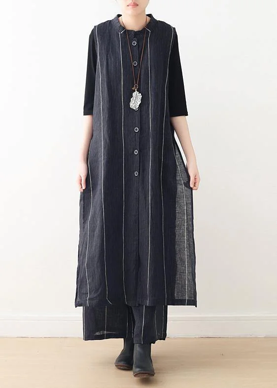 Score Big Savings Today!Score Big Savings Today!2025 Original Design Dark Blue Striped Cotton Linen Long Cardigan Wide Leg Pants Two Piece Set Score Big Savings Today!Score Big Savings Today!2025 Original Design Dark Blue Striped Cotton Linen Long Cardigan Wide Leg Pants Two Piece Set
