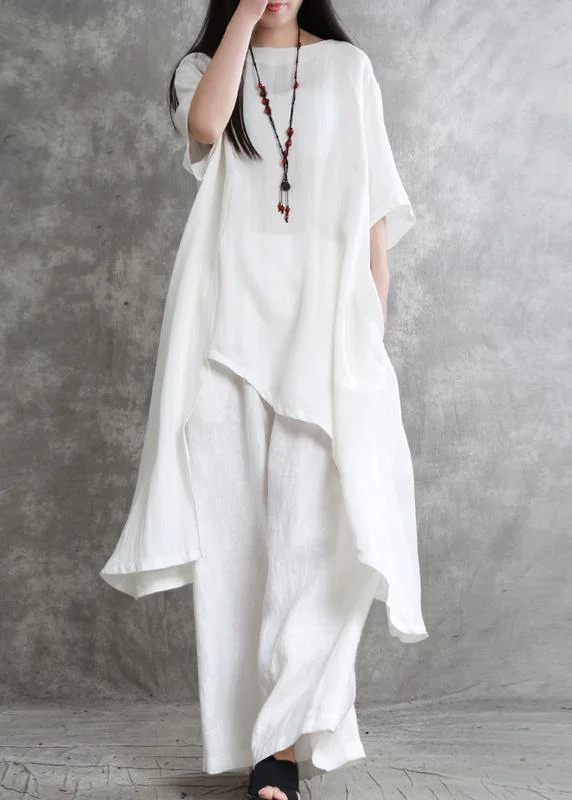 The Best Deals Won’t Wait!The Best Deals Won’t Wait!Original large size irregular cotton and linen suit female long section was thin white shirt wild wide-leg pants The Best Deals Won’t Wait!The Best Deals Won’t Wait!Original large size irregular cotton and linen suit female long section was thin white shirt wild wide-leg pants