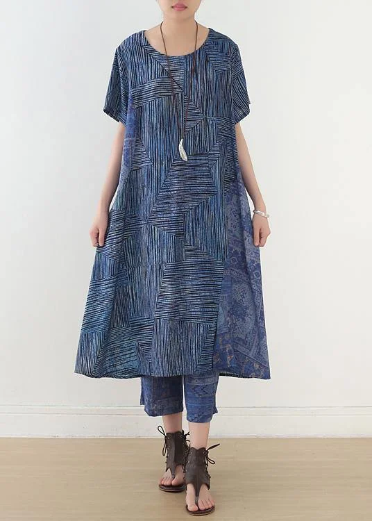 Hot Deals You Can’t Resist!Hot Deals You Can’t Resist!National style blue two-piece dress summer new women's and nine pants wide leg pants Hot Deals You Can’t Resist!Hot Deals You Can’t Resist!National style blue two-piece dress summer new women's and nine pants wide leg pants