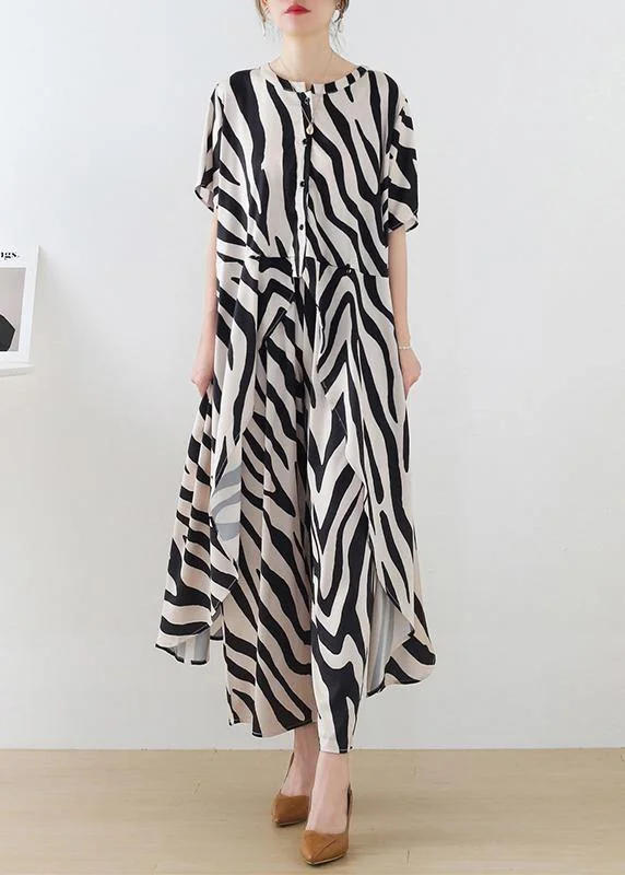 One Click Away from Big Savings!One Click Away from Big Savings!21 Summer Suit Zebra Stripe Silk Wide Leg Pants Irregular Two Piece Set One Click Away from Big Savings!One Click Away from Big Savings!21 Summer Suit Zebra Stripe Silk Wide Leg Pants Irregular Two Piece Set