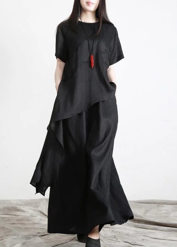 Shop Smart, Save Big!Shop Smart, Save Big!Black asymmetrical Design Linen Long Shirt Wide Leg Pants Summer Shop Smart, Save Big!Shop Smart, Save Big!Black asymmetrical Design Linen Long Shirt Wide Leg Pants Summer