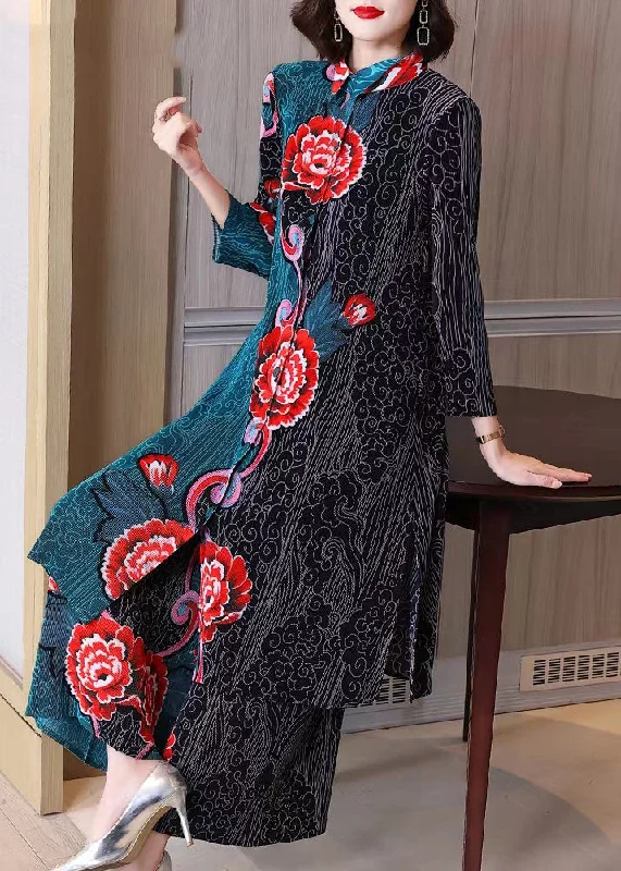 Today’s Deals, Tomorrow’s Regrets!Today’s Deals, Tomorrow’s Regrets!Women's retro long green printed cardigan shirt jacket wide leg pants two-piece suit Today’s Deals, Tomorrow’s Regrets!Today’s Deals, Tomorrow’s Regrets!Women's retro long green printed cardigan shirt jacket wide leg pants two-piece suit