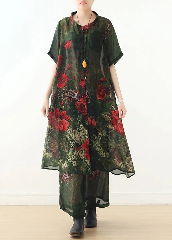 More Discounts, More Joy!More Discounts, More Joy!New original silk printed large size long coat loose wide leg pants green two-piece More Discounts, More Joy!More Discounts, More Joy!New original silk printed large size long coat loose wide leg pants green two-piece
