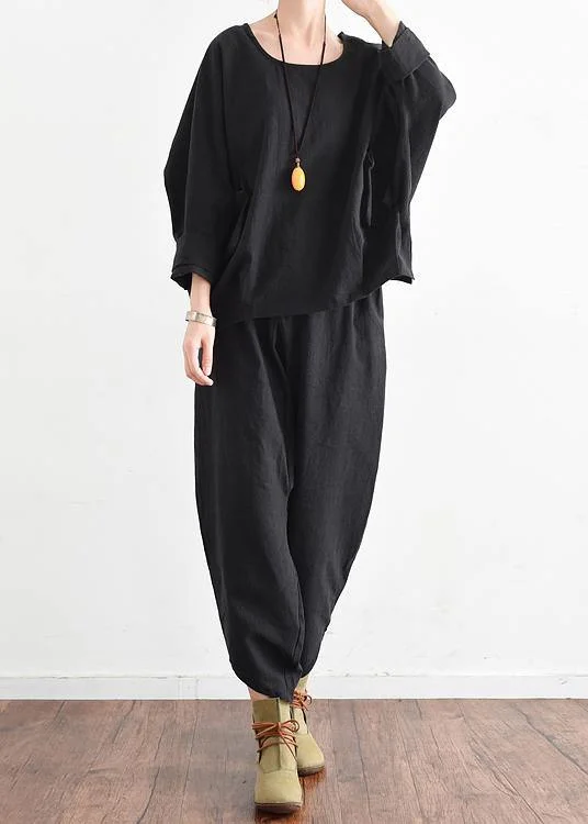 Upgrade for Less!Upgrade for Less!Fall new women's black two-piece suit loose large size blouse tooling casual pants Upgrade for Less!Upgrade for Less!Fall new women's black two-piece suit loose large size blouse tooling casual pants