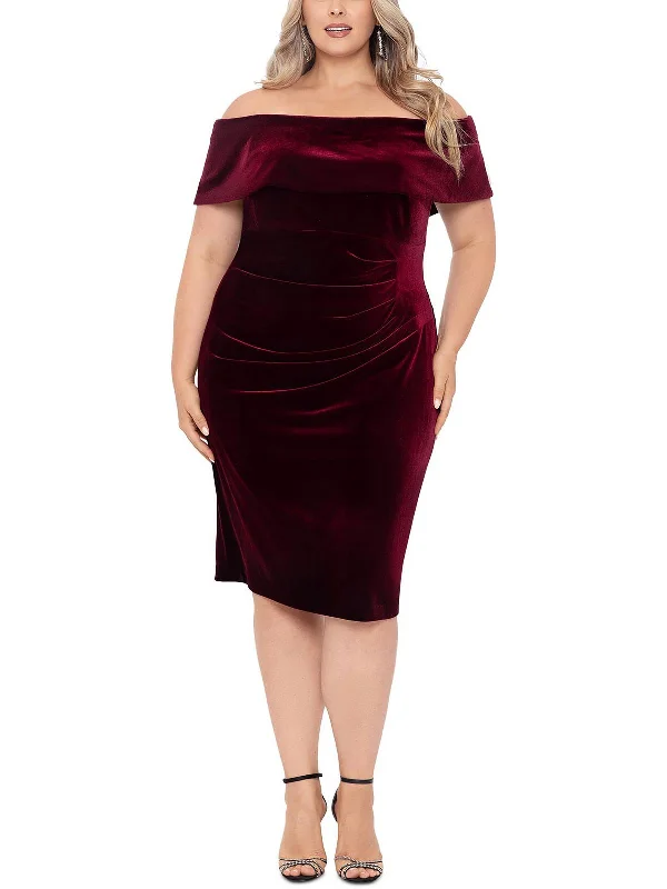 Don’t Wait – Shop Today!Don’t Wait – Shop Today!Plus Womens Velvet Knee Bodycon Dress