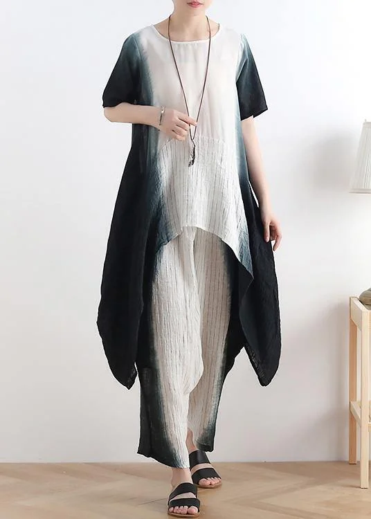 Mega Sale Happening Now!Mega Sale Happening Now!fashion new black o neck patchwork tops +elastic waist wide leg pants two pieces Mega Sale Happening Now!Mega Sale Happening Now!fashion new black o neck patchwork tops +elastic waist wide leg pants two pieces