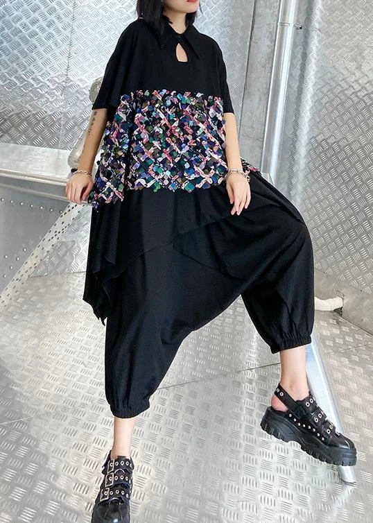 Your Discount is Waiting!Your Discount is Waiting!Summer black suit female temperament fashion sequined top harem pants two-piece Your Discount is Waiting!Your Discount is Waiting!Summer black suit female temperament fashion sequined top harem pants two-piece