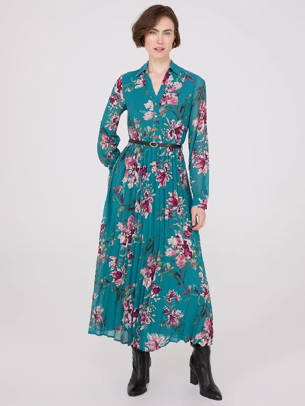 Grab Yours Before It’s Too Late!Floral Print Belted Chiffon Dress