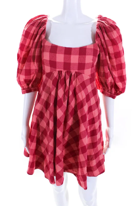 Huge Savings – Act Now!Huge Savings – Act Now!Acler Womens Plaid Short Puffy Sleeves A Line Mini Dress Pink Huge Savings – Act Now!Huge Savings – Act Now!Acler Womens Plaid Short Puffy Sleeves A Line Mini Dress Pink