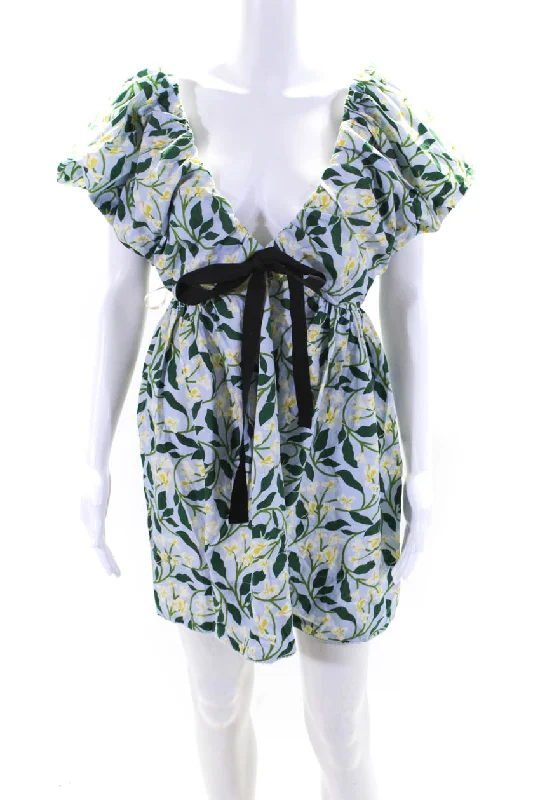 Enjoy Huge Discounts Now!Enjoy Huge Discounts Now!Agua Bendita Womens Blue Floral V-Neck Puff Short Sleeve Mini Dress Enjoy Huge Discounts Now!Enjoy Huge Discounts Now!Agua Bendita Womens Blue Floral V-Neck Puff Short Sleeve Mini Dress