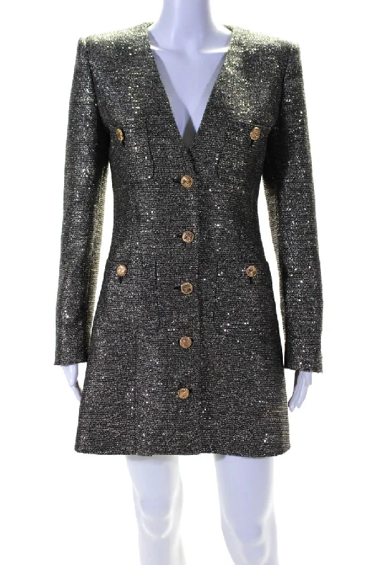 Exclusive Savings This Week!Exclusive Savings This Week!Alessandra Rich Womens Sequined Button Down Mini Dress Silver Exclusive Savings This Week!Exclusive Savings This Week!Alessandra Rich Womens Sequined Button Down Mini Dress Silver