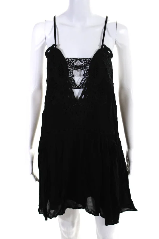 Unmissable Offers Await!Unmissable Offers Await!Alice McCall Womens Spaghetti Strap V Neck Embroidered Mini Dress Black Unmissable Offers Await!Unmissable Offers Await!Alice McCall Womens Spaghetti Strap V Neck Embroidered Mini Dress Black