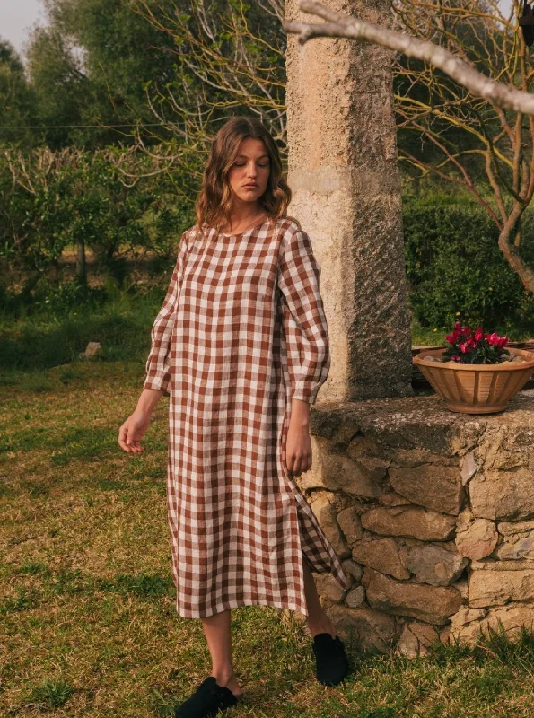 The Sale You’ve Been Waiting For!The Sale You’ve Been Waiting For!Amalia Long-Length Linen Dress - Mocha Gingham The Sale You’ve Been Waiting For!The Sale You’ve Been Waiting For!Amalia Long-Length Linen Dress - Mocha Gingham