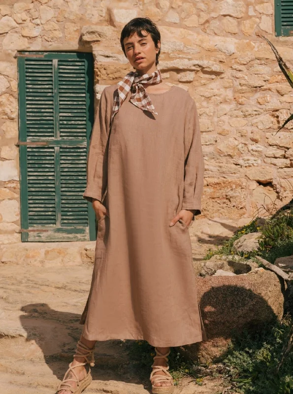 One Click Away from Big Savings!One Click Away from Big Savings!Amalia Long-Length Linen Dress - Rosy Brown One Click Away from Big Savings!One Click Away from Big Savings!Amalia Long-Length Linen Dress - Rosy Brown