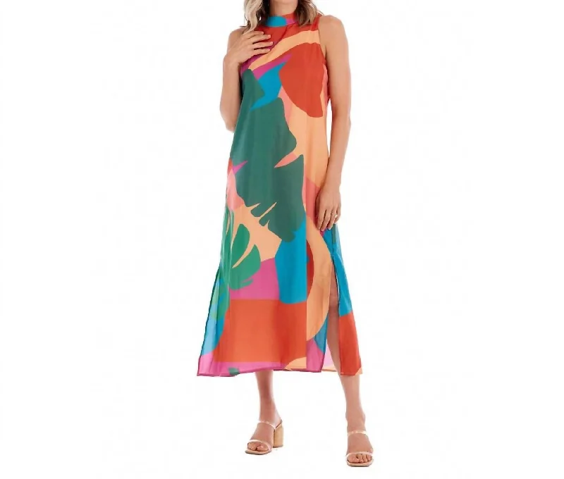 Unbeatable Prices!Unbeatable Prices!Annie Mock Neck Midi Dress in Multi