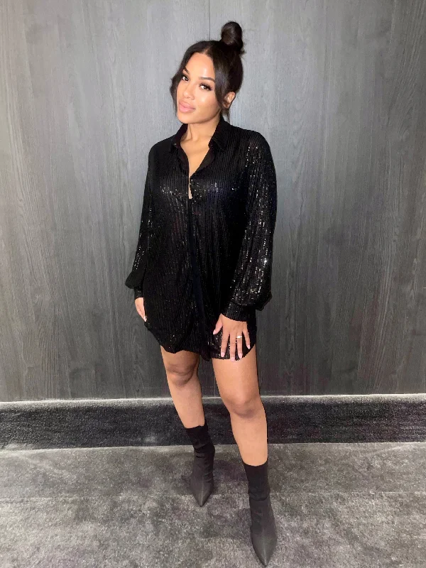 Best Deals Just for You!Best Deals Just for You!Boujee Dinner Sequin Shirt Dress