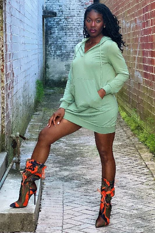 Shop Early, Save Big!Shop Early, Save Big!Carolina Soft Knit Hoodie Sweatshirt Dress FERN