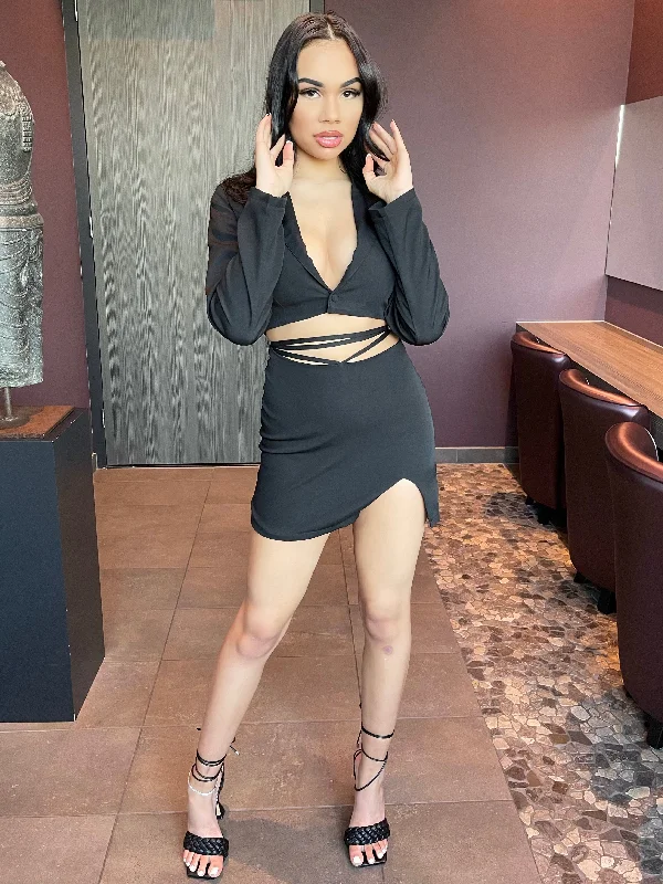 Crazy Discounts Inside!Crazy Discounts Inside!Tie Wrap Tailored 2 Piece Set
