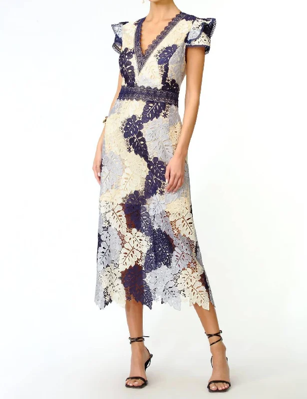 Stock Up and Save!Stock Up and Save!Crochet Lace Midi Dress in Navy