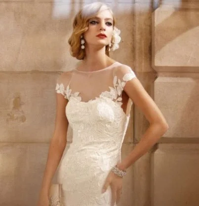 Get the Best for Less!Get the Best for Less!David's Bridal Galina Signature Cap-Sleeved, Illusion Dress Get the Best for Less!Get the Best for Less!David's Bridal Galina Signature Cap-Sleeved, Illusion Dress