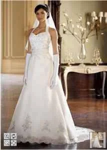 Save More When You Shop More!Save More When You Shop More!David's Bridal Satin Halter Top Sashed Wedding Dress Save More When You Shop More!Save More When You Shop More!David's Bridal Satin Halter Top Sashed Wedding Dress