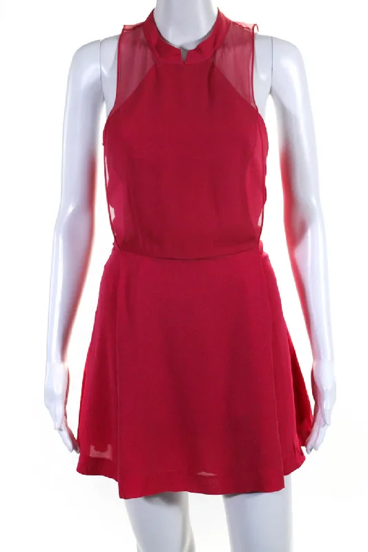 Limited Edition, Limited Price!Limited Edition, Limited Price!Dion Lee Womens Back Zip Sleeveless Sheer Overlay Mini Dress Pink Silk Limited Edition, Limited Price!Limited Edition, Limited Price!Dion Lee Womens Back Zip Sleeveless Sheer Overlay Mini Dress Pink Silk