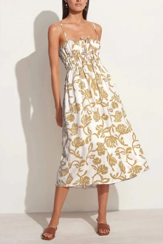 Huge Price Cuts Await!Huge Price Cuts Await!Francesca Midi Dress in Ensola Floral Print Oat Huge Price Cuts Await!Huge Price Cuts Await!Francesca Midi Dress in Ensola Floral Print Oat