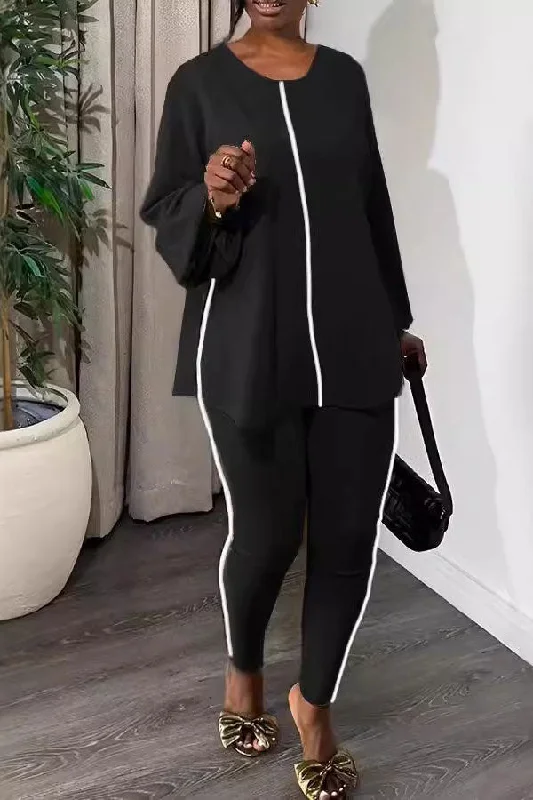 Limited Edition, Limited Price!Limited Edition, Limited Price!Hit Color Patchwork Laid Back Pant Suit