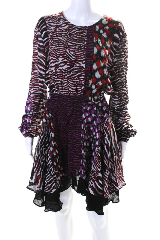 Get More for Less!Get More for Less!Just Cavalli Women's Long Sleeves Fit Flare Multicolor Mini Dress