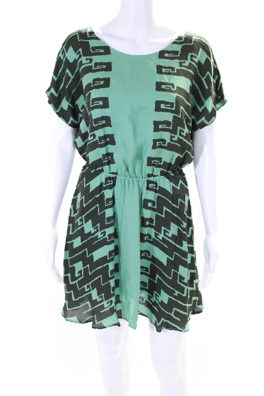 Limited-Time Price Drop!Limited-Time Price Drop!Kelly Wearstler Women's Short Sleeves Cutout Abstract Mini Dress Green Limited-Time Price Drop!Limited-Time Price Drop!Kelly Wearstler Women's Short Sleeves Cutout Abstract Mini Dress Green