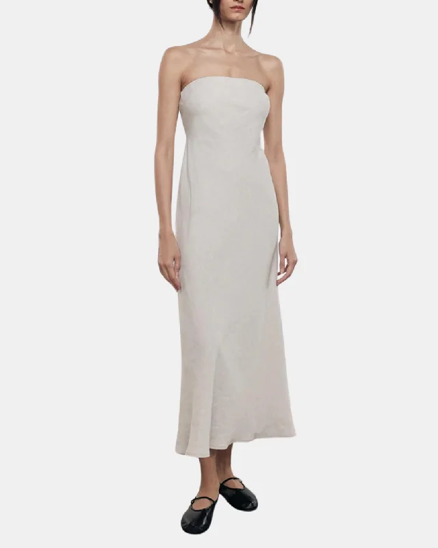 Limited Time Offer!Limited Time Offer!LINEN BIAS DRESS IN FLAX
