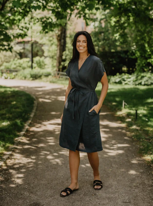 Your Dream Deal is Here!Your Dream Deal is Here!Linen Wrap Dress Olivia - Charcoal