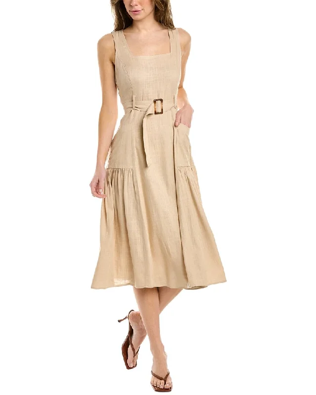 Stock Up and Save!Stock Up and Save!Maison Tara Belted Linen-Blend Midi Dress