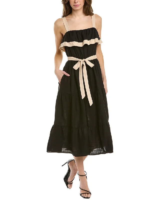 Limited-Time Price Drop!Limited-Time Price Drop!MAISON TARA Ruffle Linen-Blend Midi Dress