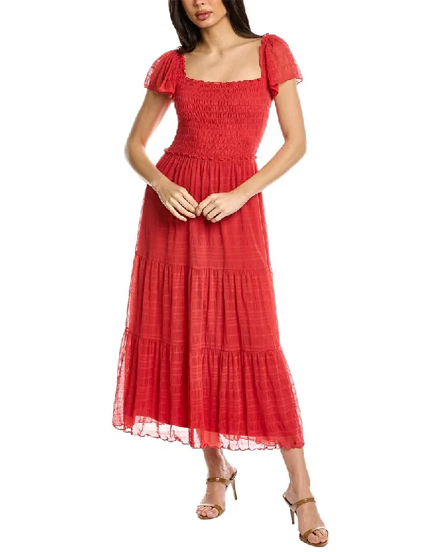 Hurry, Sale Ends Soon!Hurry, Sale Ends Soon!Max Studio Tiered Mesh Midi Dress