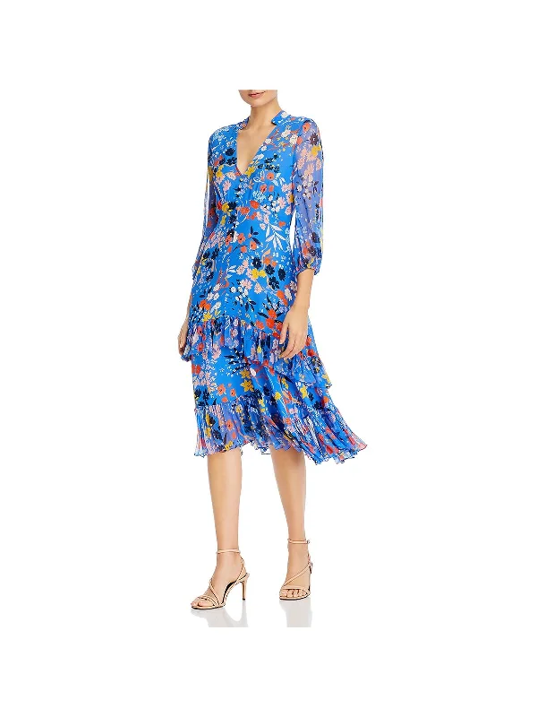 Enjoy Huge Discounts Now!Enjoy Huge Discounts Now!Mireya Womens Floral Print Ruffled Midi Dress