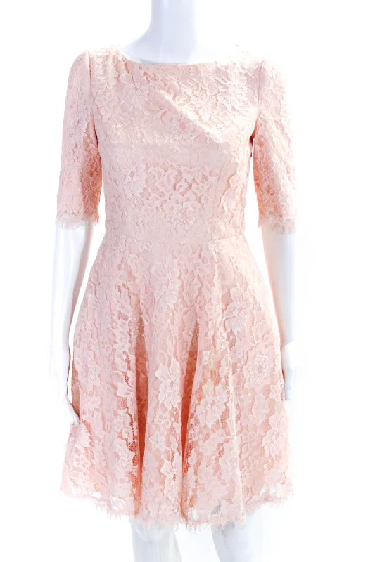 Unbeatable Prices!Unbeatable Prices!Monique Lhuillier Women's Short Sleeves Fit Flare Lace Mini Dress Pink Unbeatable Prices!Unbeatable Prices!Monique Lhuillier Women's Short Sleeves Fit Flare Lace Mini Dress Pink
