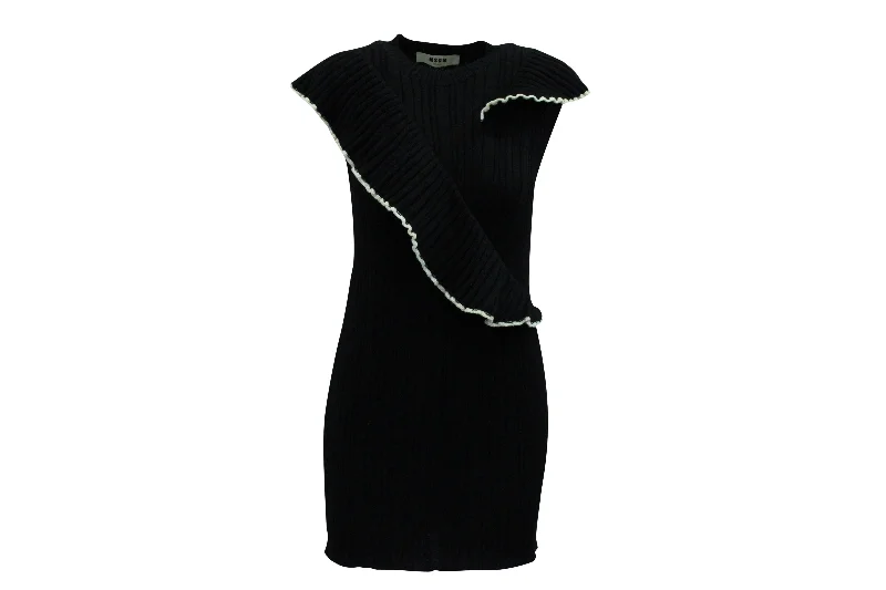 More Discounts, More Joy!More Discounts, More Joy!MSGM Frilled Knit Mini Dress in Black Wool More Discounts, More Joy!More Discounts, More Joy!MSGM Frilled Knit Mini Dress in Black Wool