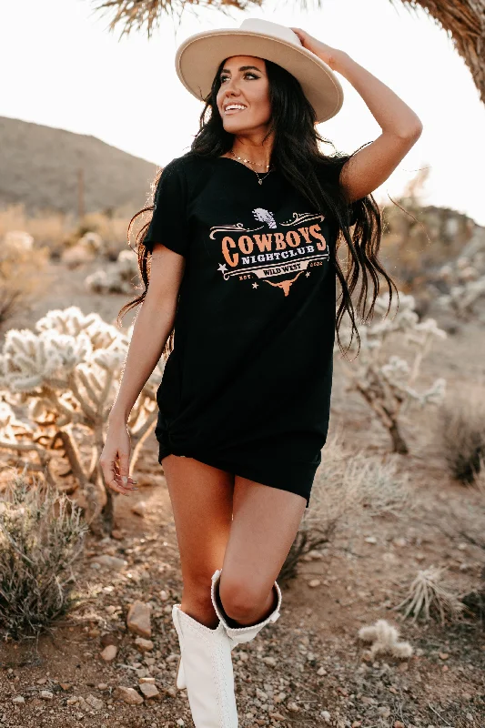 Save More When You Shop More!Save More When You Shop More!"Cowboys Night Club" Graphic T-Shirt Dress (Black) - Print On Demand Save More When You Shop More!Save More When You Shop More!"Cowboys Night Club" Graphic T-Shirt Dress (Black) - Print On Demand