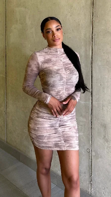 Your Shopping Wish, Our Discount Command!Your Shopping Wish, Our Discount Command!Nati Ruched Marble Print Mesh Dress Your Shopping Wish, Our Discount Command!Your Shopping Wish, Our Discount Command!Nati Ruched Marble Print Mesh Dress