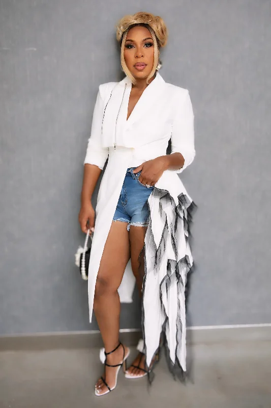 Save Money, Shop Happy!Save Money, Shop Happy!Octavia Lux Waterfall Blazer Dress -Cream/Black