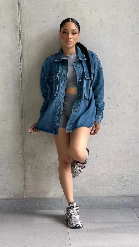 Special Discounts Inside!Special Discounts Inside!Oversized Denim Pockets Shirt Dress Special Discounts Inside!Special Discounts Inside!Oversized Denim Pockets Shirt Dress