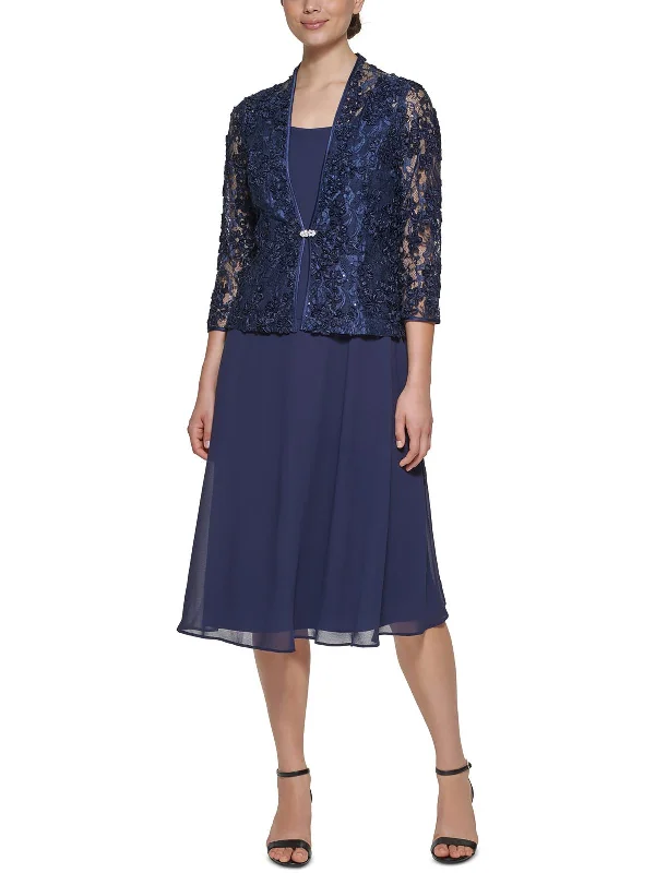 Don't Miss Out!Don't Miss Out!Petites Womens Lace 2PC Midi Dress