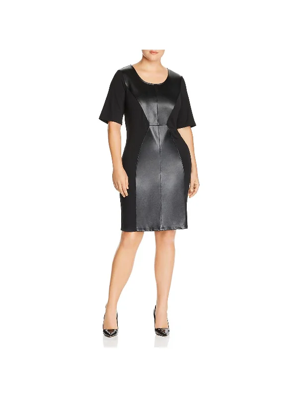 The Best Deals Won’t Wait!The Best Deals Won’t Wait!Plus New Dilba Womens Faux Leather Trim 3/4 Sleeve Midi Dress The Best Deals Won’t Wait!The Best Deals Won’t Wait!Plus New Dilba Womens Faux Leather Trim 3/4 Sleeve Midi Dress
