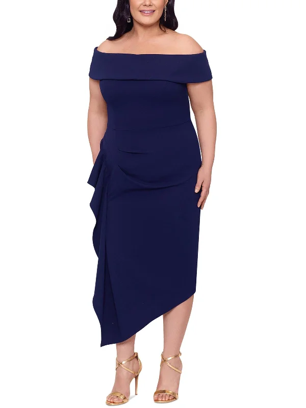 Shop More, Spend Less!Shop More, Spend Less!Plus Womens Asymmetrical Off-The-Shoulder Midi Dress Shop More, Spend Less!Shop More, Spend Less!Plus Womens Asymmetrical Off-The-Shoulder Midi Dress
