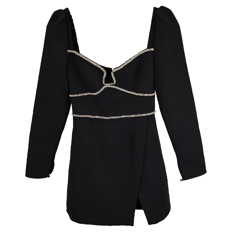 Bigger Savings, Better Shopping!Bigger Savings, Better Shopping!Self-Portrait Diamanté-Trim Mini Dress in Black Polyester Bigger Savings, Better Shopping!Bigger Savings, Better Shopping!Self-Portrait Diamanté-Trim Mini Dress in Black Polyester