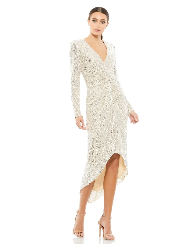 Special Discounts Inside!Sequin Knotted Long Sleeve Midi Dress