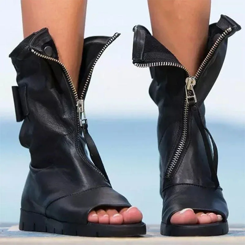 Upgrade for Less!Upgrade for Less!Solid Color Cool Zipper Ankle Boots